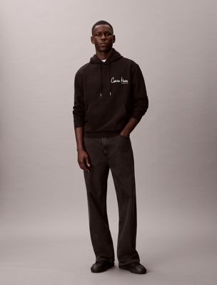 black graphic logo hoodie for men 