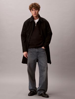 sudadera holgada de cuello con cremallera black de hombres calvin klein