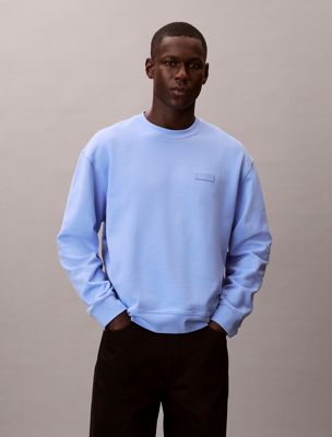 blue badge-sweatshirt aus baumwoll-frottee für herren - calvin klein jeans