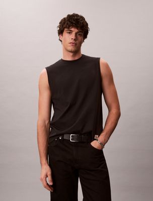 black cotton muscle tank top for men calvin klein jeans