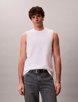 white cotton muscle tank top for men calvin klein jeans
