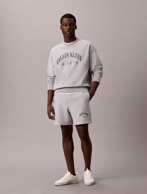 grey premium terry jogger shorts for men calvin klein jeans