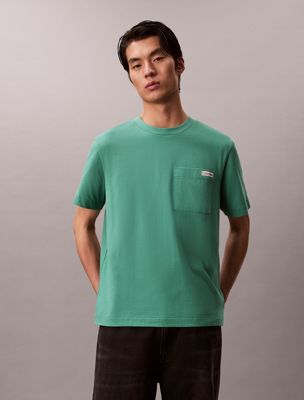 green chest pocket badge t-shirt for men calvin klein jeans