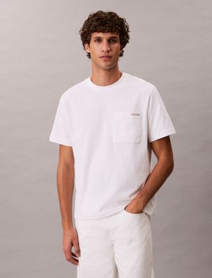 white chest pocket badge t-shirt for men calvin klein jeans