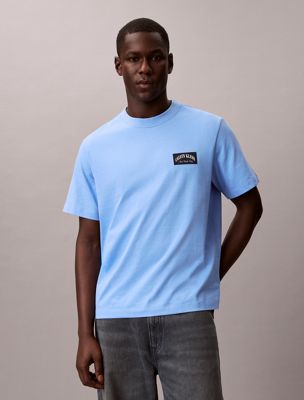 blue koszulka z odznaką varsity dla mężczyźni - calvin klein jeans