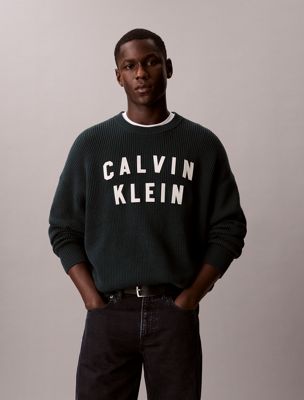 blue lässiger pullover mit varsity-logo für herren - 