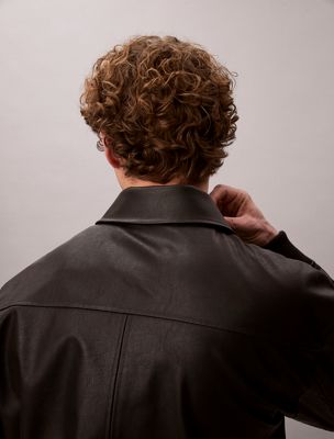 black faux leather bomber jacket for men calvin klein jeans