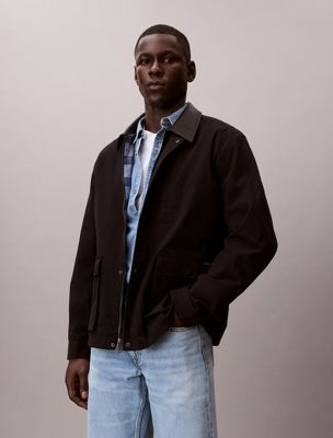black cotton canvas field jacket for men calvin klein jeans