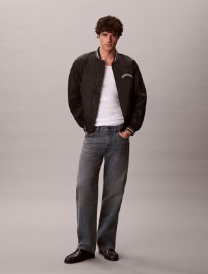 black varsity logo bomber jacket for men calvin klein jeans