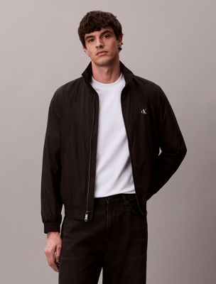 black technical zip-up jacket for men calvin klein jeans