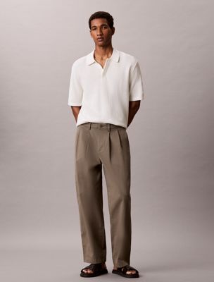 beige comfort cotton relaxed chino trousers for men calvin klein jeans