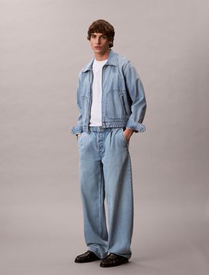 blue barrel trouser jeans for men calvin klein jeans