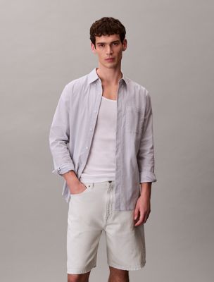 white 90s relaxed denim shorts for men 