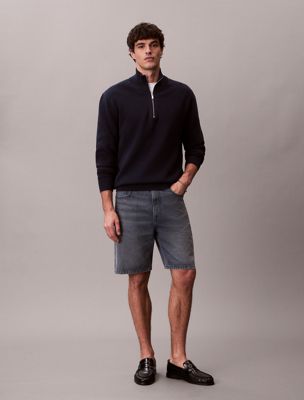 blue 90s relaxed denim shorts for men 