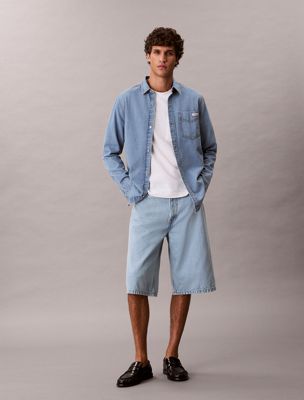short long relaxed en jean blue pour hommes calvin klein jeans