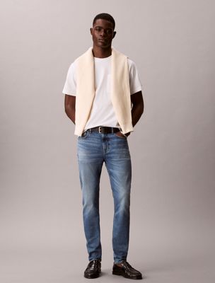 blue slim tapered jeans for men calvin klein jeans
