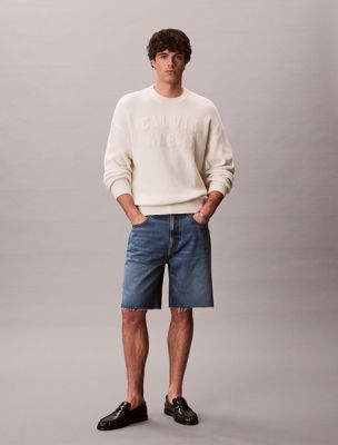 blue 90s relaxed denim shorts for men calvin klein jeans