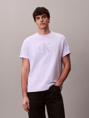 purple relaxed logo appliqué t-shirt for men calvin klein jeans
