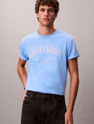 blue embroidered nyc logo t-shirt for men calvin klein jeans