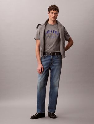 grey embroidered nyc logo t-shirt for men calvin klein jeans