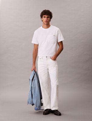 white slim tapered jeans for men calvin klein jeans