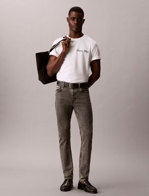 grey slim tapered jeans for men calvin klein jeans