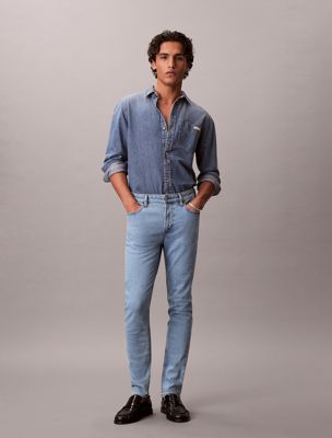 blue slim tapered jeans for men calvin klein jeans