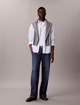 blue barrel trouser jeans for men calvin klein jeans