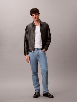 blue standard straight fit jeans for men calvin klein jeans