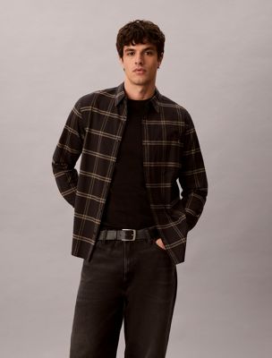 camicia a quadri in cotone oxford black da uomini calvin klein jeans