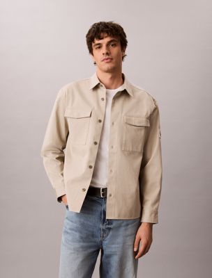 surchemise utilitaire en sergé de coton brown pour hommes calvin klein jeans