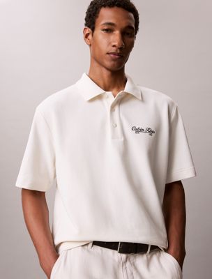 polo con logo bordado white de hombres calvin klein jeans