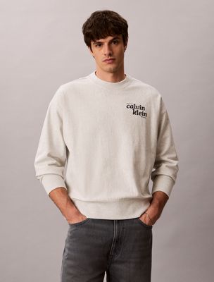 grey premium cotton terry logo sweatshirt for men 