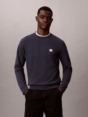 blue sweatshirt met embleem van badstofkatoen voor heren - 