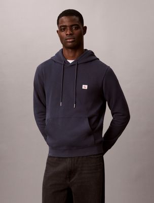 blue hoodie van badstofkatoen met embleem voor heren - 