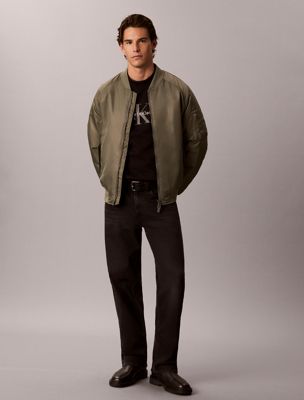 black cotton terry monogram sweatshirt for men calvin klein jeans
