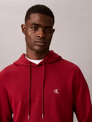 burgundy monogramm-hoodie aus baumwoll-frottee für herren - calvin klein jeans