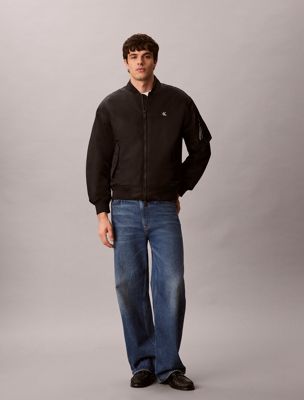 black padded nylon bomber jacket for men calvin klein jeans