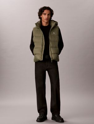 piumino smanicato con cappuccio green da uomini calvin klein jeans