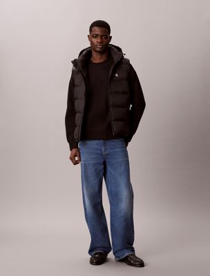 piumino smanicato con cappuccio black da uomini calvin klein jeans