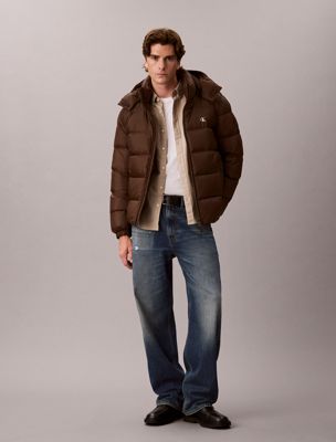brown lässige steppjacke aus nylon für herren - calvin klein jeans