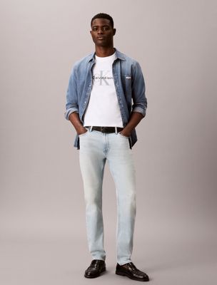 blue slim tapered jeans für herren - 