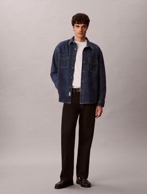 surchemise 90's en denim avec logo blue pour hommes calvin klein jeans