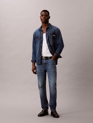 blue slim tapered jeans für herren - 