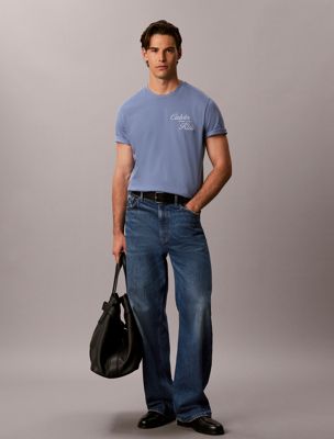 blue embroidered logo t-shirt for men calvin klein jeans