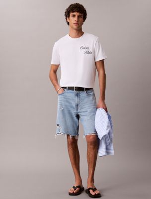 t-shirt avec logo brodé white pour hommes calvin klein jeans