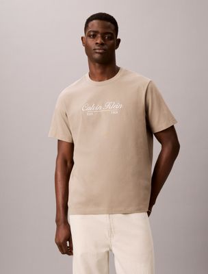 brown embroidered logo t-shirt for men calvin klein jeans