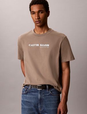 brown relaxed logo t-shirt for men calvin klein jeans