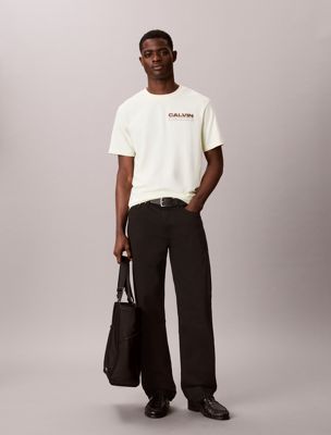 white relaxed back logo t-shirt for men calvin klein jeans
