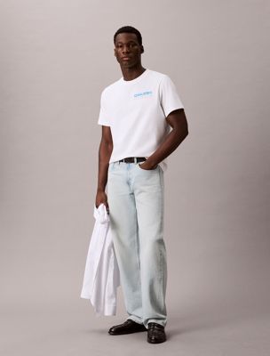 white relaxed back logo t-shirt for men calvin klein jeans